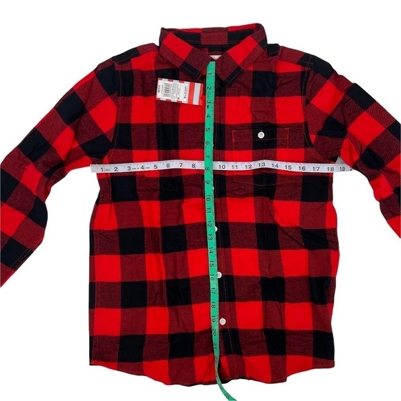 NWT Cat & Jack Red Black Buffalo Plaid Flannel Shirt Size L Husky Boy’s - Picture 3 of 8